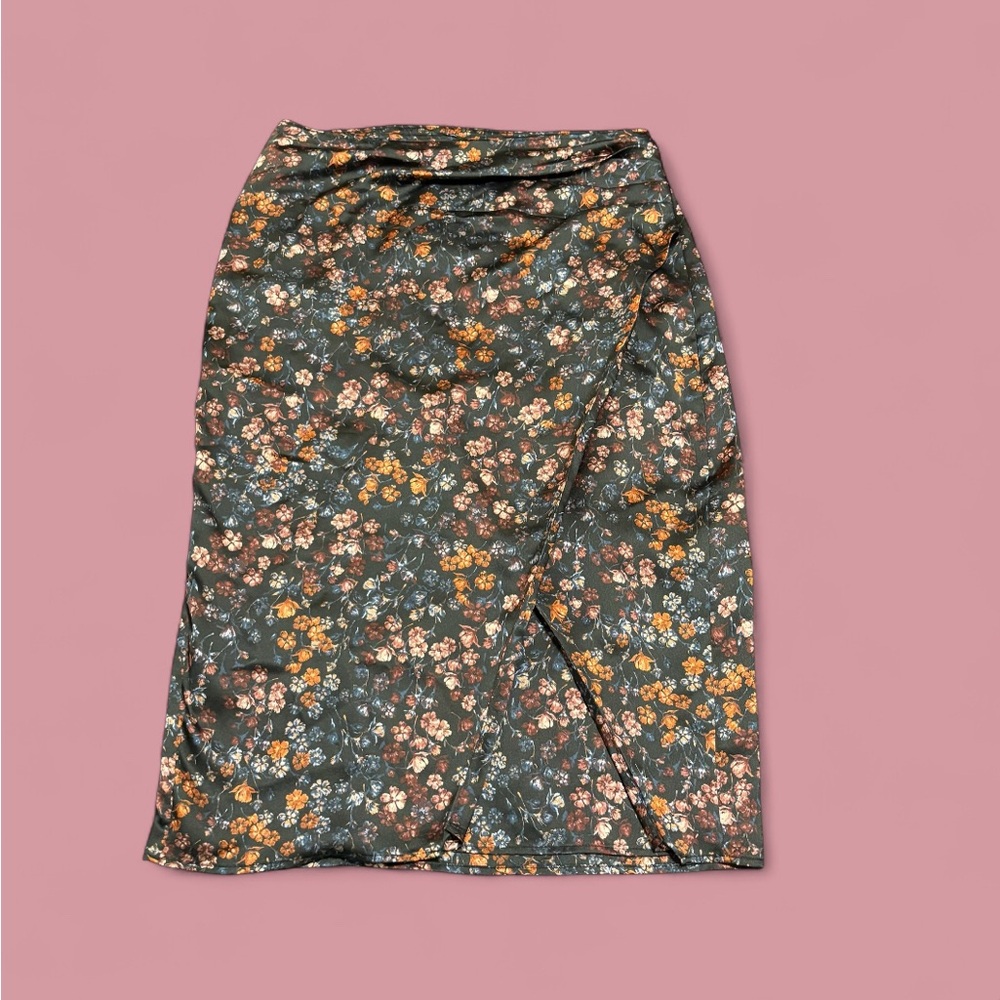 Abercrombie & Fitch high slit silk midi skirt Large